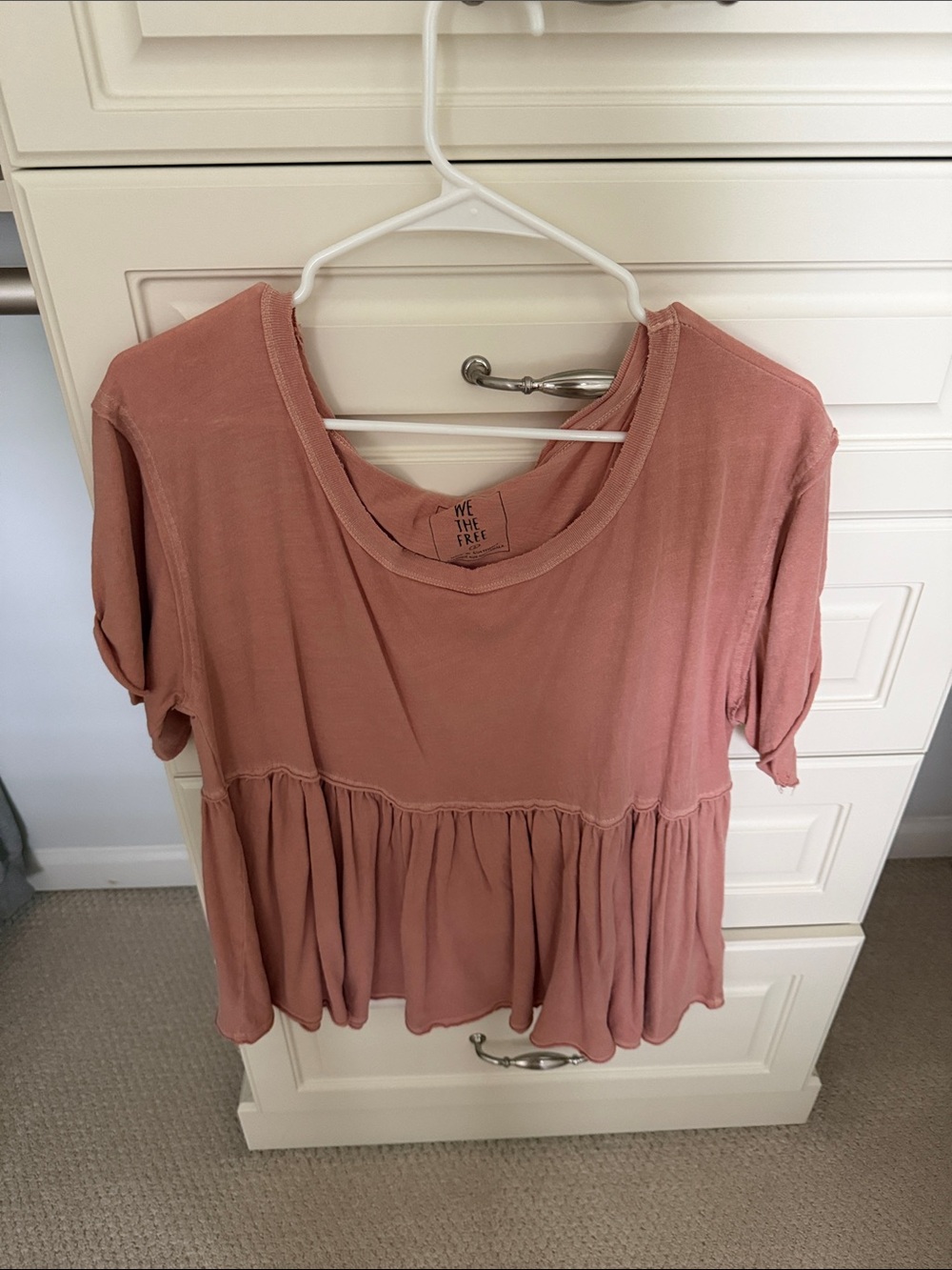 We The Free Mauve Peplum Short Sleeve Crop Top